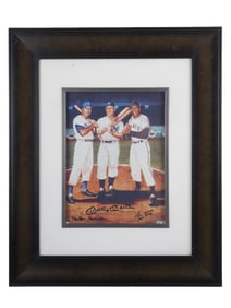 AUTOGRAPHED MICKEY MANTLE WILLIE MAYS DUKE SNIDER PRINT