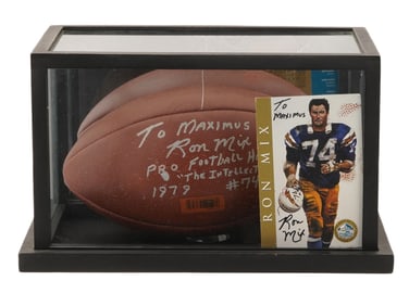 AMERICAN FOOTBALL GAME BALL AUTOGRAPHED BY RON MIX