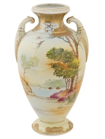 LARGE JAPANESE NIPPON HAND PAINTED PORCELAIN VASE