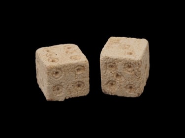 PAIR OF ANCIENT ROMAN CARVED STONE GAMING DICE