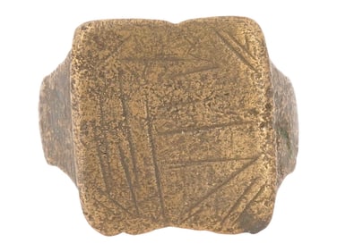 ANCIENT ROMAN BRONZE RING W BOAT DESIGN 100 TO 300 AD