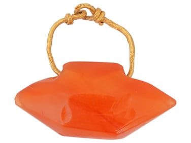 ANCIENT ROMAN CARNELIAN GOLD BOAT PENDANT 100 TO 300 AD