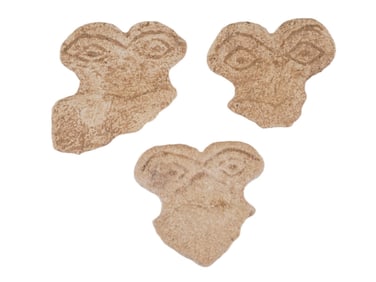 3 ANCIENT HOLY LAND STONE EYE IDOL FRAGMENTS 2000 BC