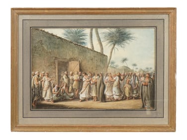 AFTER LUIGI MAYER EGYPTIAN BALL COLORED ETCHING