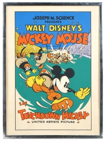 VINTAGE SERIGRAPH TOUCHDOWN MICKEY WALT DISNEY POSTER