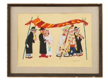 JOVAN OBICAN FRENCH ACRYLIC PAINTING WEDDING SCENE