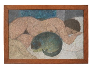 MID CENTURY NUDE PORTRAIT OIL PAINTING SIGNED