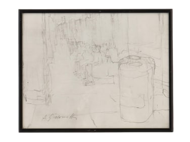 SIGNED A GIACOMETTI FRENCH SWISS GRAPHITE PAINTING