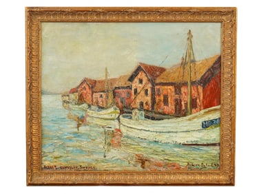RAGNAR OLSON SWEDISH SEASCAPE OIL PAINTING