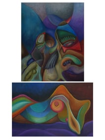 TWO CONTEMPORARY OIL PAINTINGS JILLANY ROSS ABSTRACT