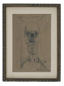 PORTRAIT INK PAINTING ON PAPER SIGNED