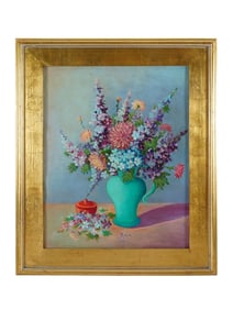 VINTAGE FLORAL STILL LIFE OIL PAINTING SIGNED