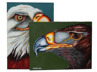 CONTEMPORARY BIRD OIL PAINTINGS SIGNED BY THE ARTIST