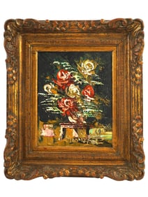 JUDAICA STILL LIFE OIL PAINTING BY MORRIS KATZ 1980S