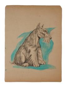 MODERN SCHNAUZER DOG PORTRAIT MIXED MEDIA PAINTING