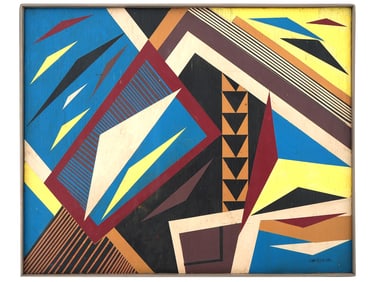 ALBERTO MENOCAL ABSTRACT MIXED MEDIA PAINTING W COA