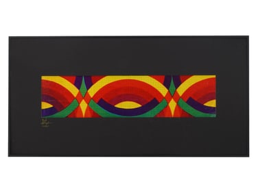 SIGNED YIGAL ELYADIN MIXED MEDIA ABSTRACT ARTWORK