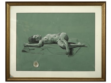 AMERICAN NUDE MIXED MEDIA PAINTING BY ROBERT G BOWEN