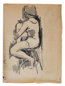 ATTR TO ELAINE DE KOONING MIXED MEDIA PAINTING ON PAPER