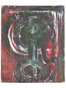 FRENCH DOUBLE SIDED PAINTING BY LADISLAS KIJNO ABSTRACT