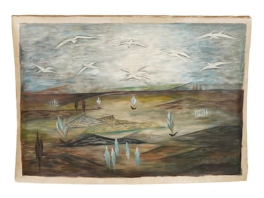 INDIAN LANDSCAPE OIL PAINTING SIGNED SABAVALA