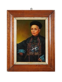 ANTIQUE CHINESE QING MALE PORTRAIT OIL PAINTING