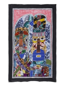 KAYODE BURAIMOH NIGERIAN STITCH FABRIC ARTWORK COUPLES