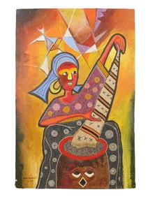 BEADS AND ACRYLIC PAINTING BY JIMOH BURAIMOH W COA