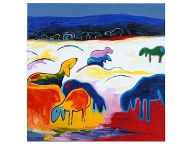 AFTER MENASHE KADISHMAN ISRAELI PAINTING SHEEP SCENE