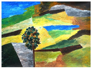 RAM KUMAR INDIAN ACRYLIC LANDSCAPE PAINTING W COA