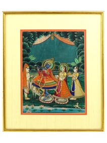 ANTIQUE INDIAN MUGHAL MIXED MEDIA MINIATURE PAINTING