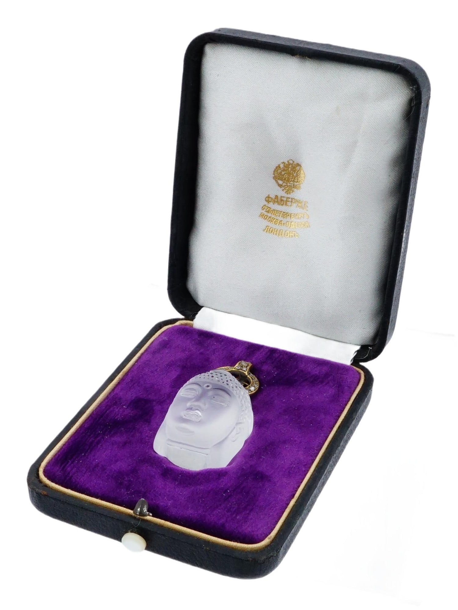 RUSSIAN GOLD DIAMOND ROCK CRYSTAL BUDDHA PENDANT (1 of 12)