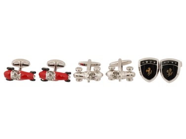 VINTAGE STERLING SILVER FERRARI CAR CUFFLINKS