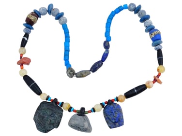 VINTAGE STONE AND GLASS BEADED NECKLACE