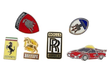VINTAGE ENAMELED LUXURY CAR EMBLEM PINS