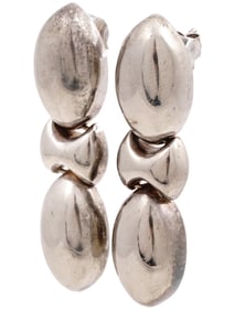 ART DECO MANNER ITALIAN STERLING SILVER EARRINGS
