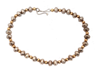 TIFFANY TWO TONE GOLD AND SILVER BEADED NECKLACE