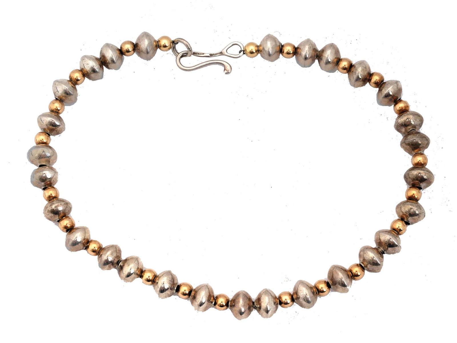 TIFFANY TWO TONE GOLD AND SILVER BEADED NECKLACE (1 of 5)