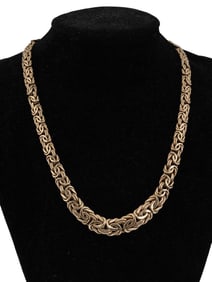 TURKISH GILT SILVER BOLD BYZANTINE CHAIN NECKLACE