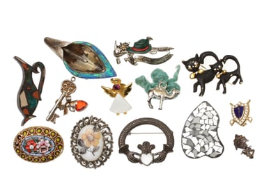 A LOT OF SILVER AND CUSTOM JEWELRY BROOCH