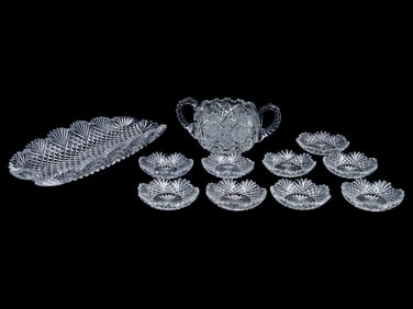 VTG AMERICAN CRYSTAL GLASS SET WITH INDIVIDUAL BOWLS