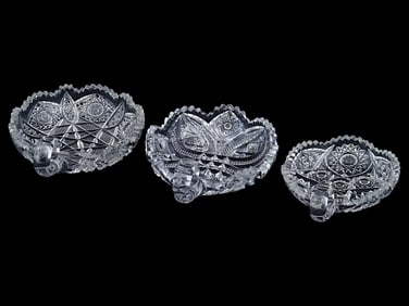 CRYSTAL GLASS CANDY BOWLS PRESENTED IN 3 SIZES
