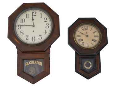 ANTIQUE AMERICAN WALL CLOCKS IN DROP OCTAGON FORM