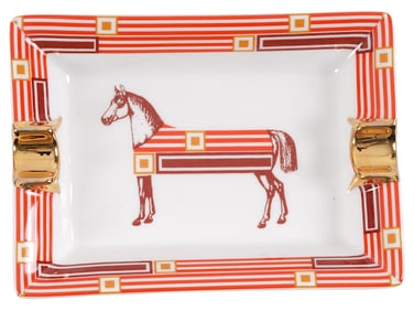 HERMES PARIS CHEVAL D ORIENT HORSE PORCELAIN ASHTRAY