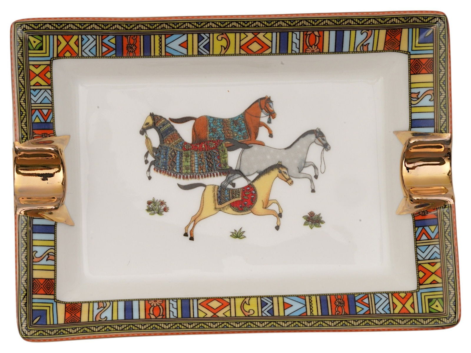VINTAGE HERMES CHEVAL DORIENT PORCELAIN ASHTRAY (1 of 5)