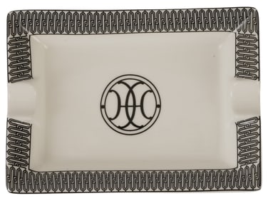 VINTAGE HERMES H DECO PORCELAIN ASHTRAY