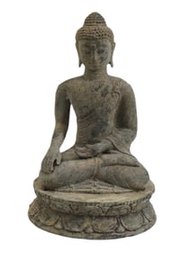 ASIAN BUDDHIST PATINATED METAL STATUE OF BUDDHA