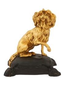 DOG GILT BRONZE FIGURINE AFTER JACQUES CAFFIERI