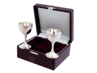 PAIR OF ANTIQUE JAPANESE IMPERIAL SILVER SAKE CUPS