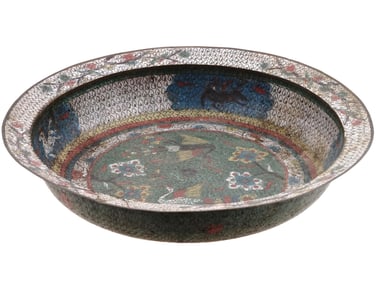 CHINESE PHOENIX BIRD CLOSONNE ENAMEL OVER BRASS BOWL